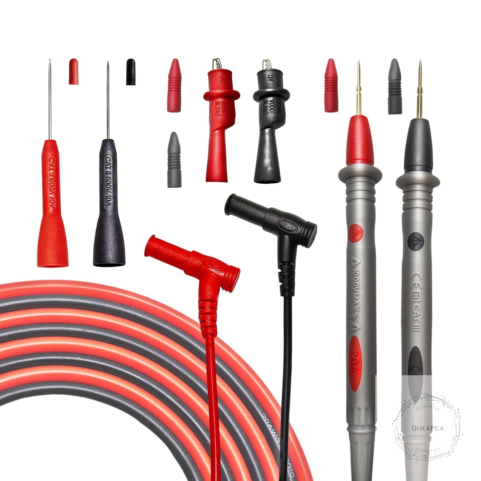 Multimeter Leads Kit 49" Premium Silicone Multimeter Test Lead Set CAT III 1000V