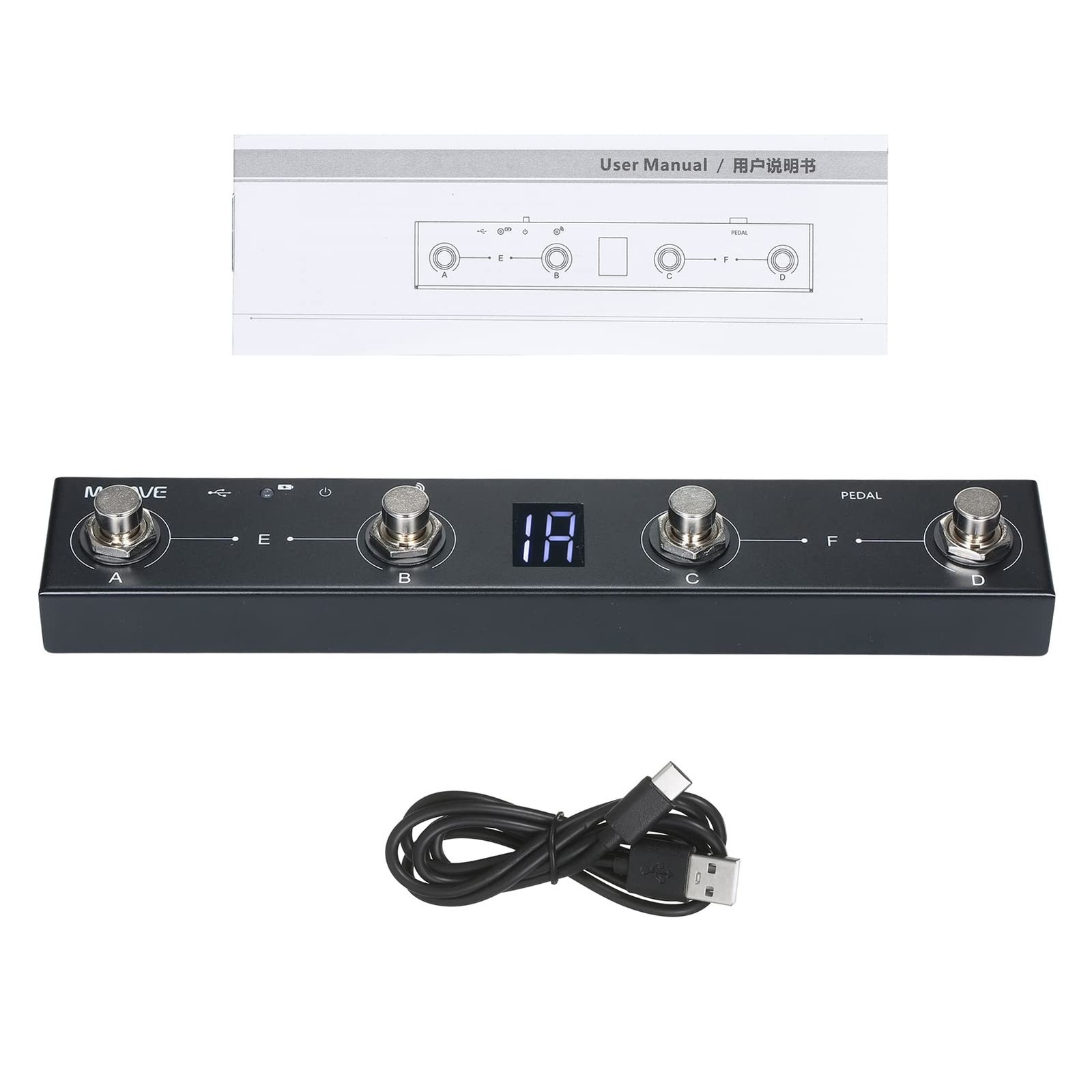 BT MIDI Foot Controller Wireless MIDI Controller Rechargeable 4 Buttons 1P