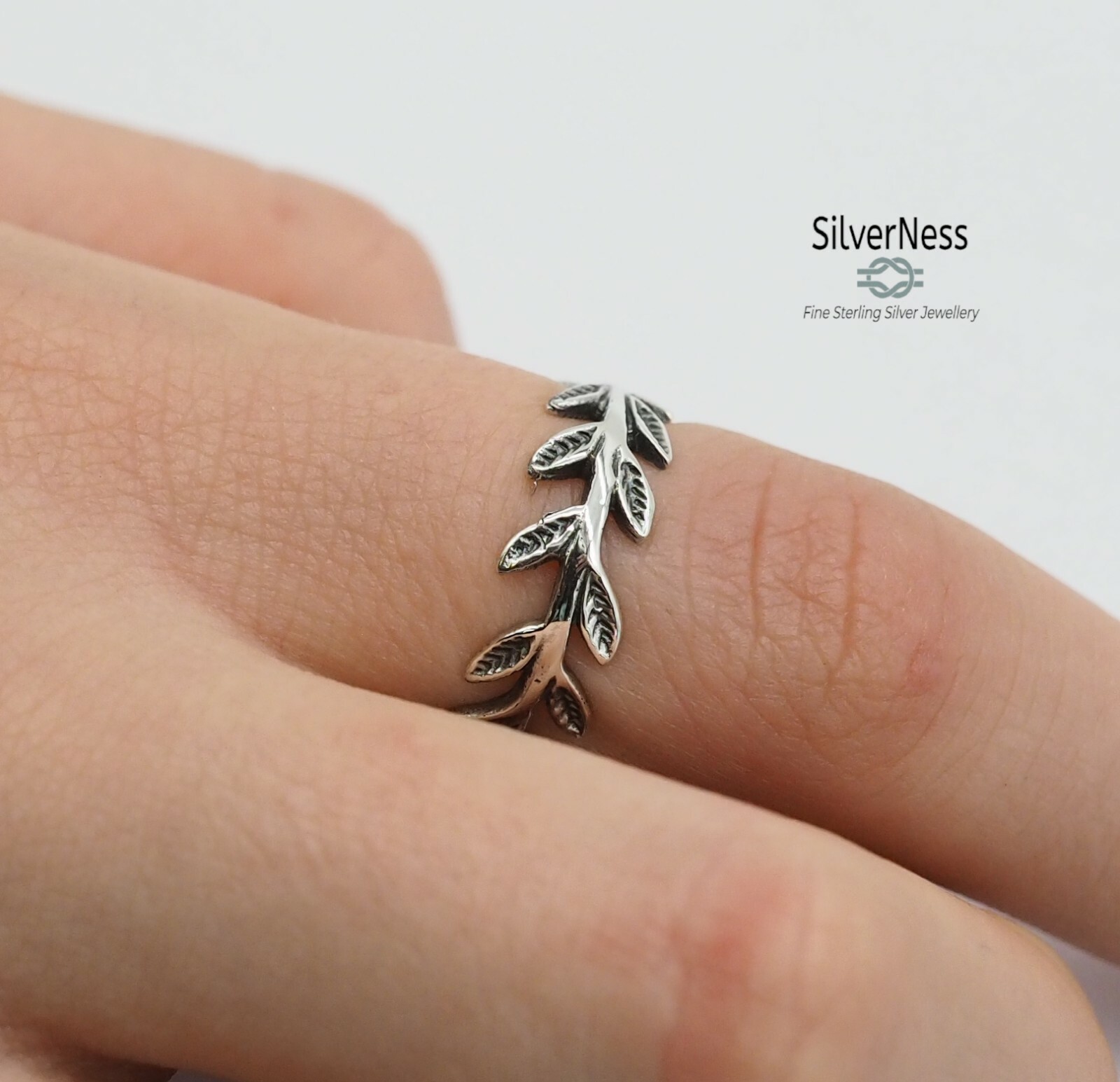 SilverNess Women's Jewellery Leaf Branch Ring: 925 Sterling Silver