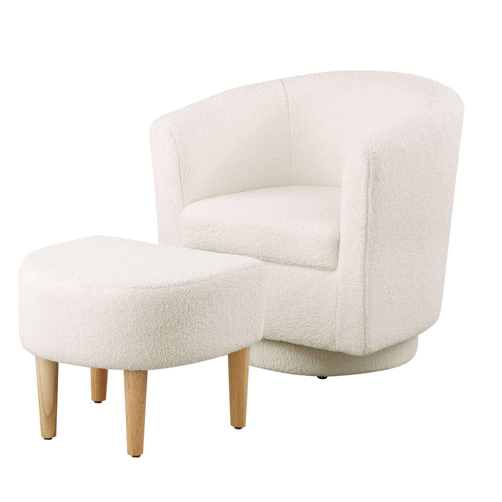 Modern Swivel Accent Chair w/ Ottoman Upholstered Club Tub Barrel Armchair Sofa