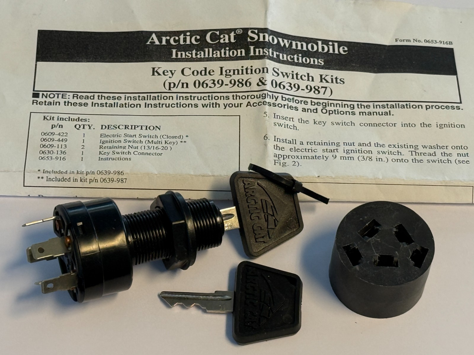 OEM Genuine Arctic Cat 0639-987 Electric Start Ignition Switch - Code (open)