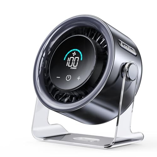 USB Desk Fan for Bedroom: 100 Speeds Digital Display Quiet Table Fan with Black