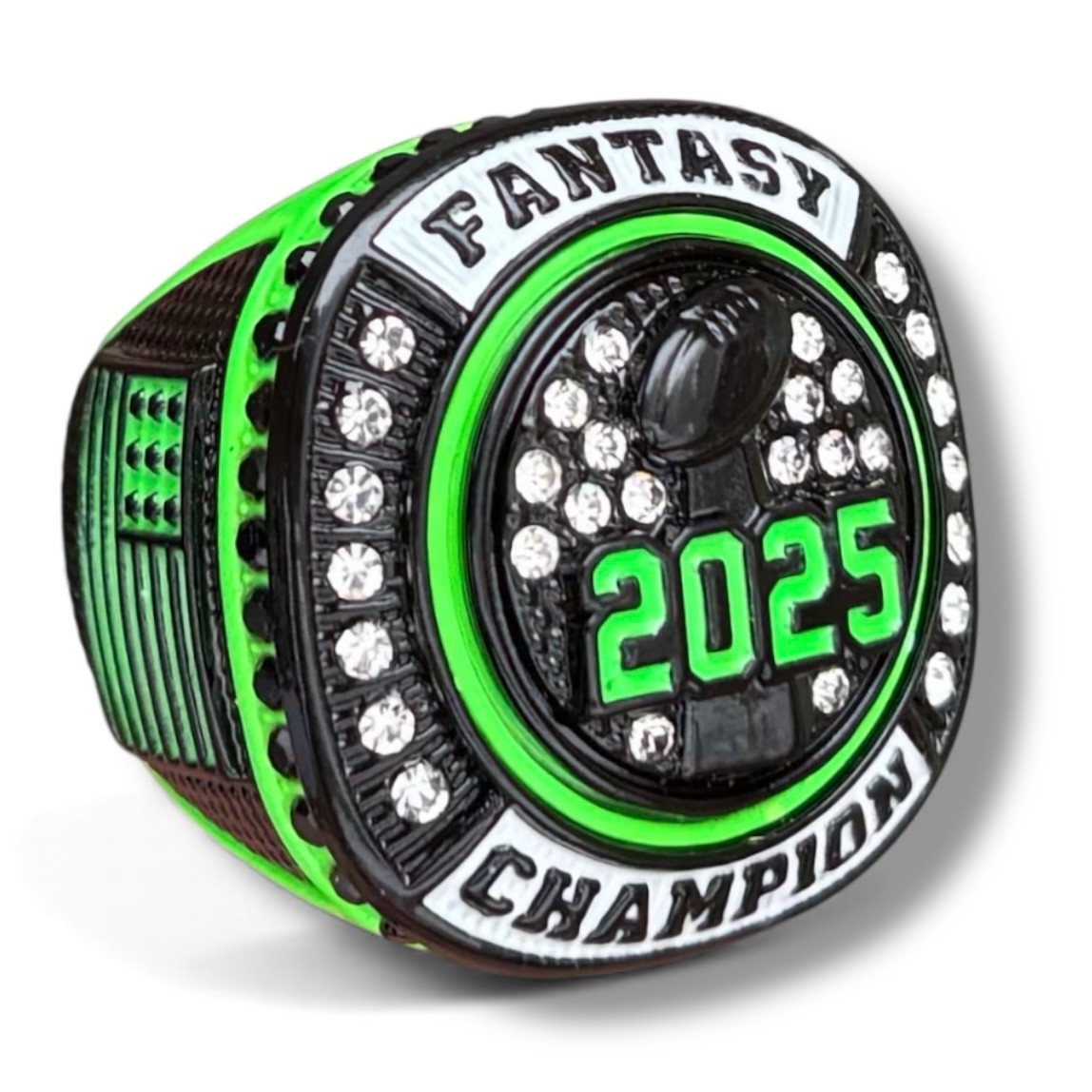 Neon Green 2025 Fantasy Football Championship Ring Award Trophy League Champ