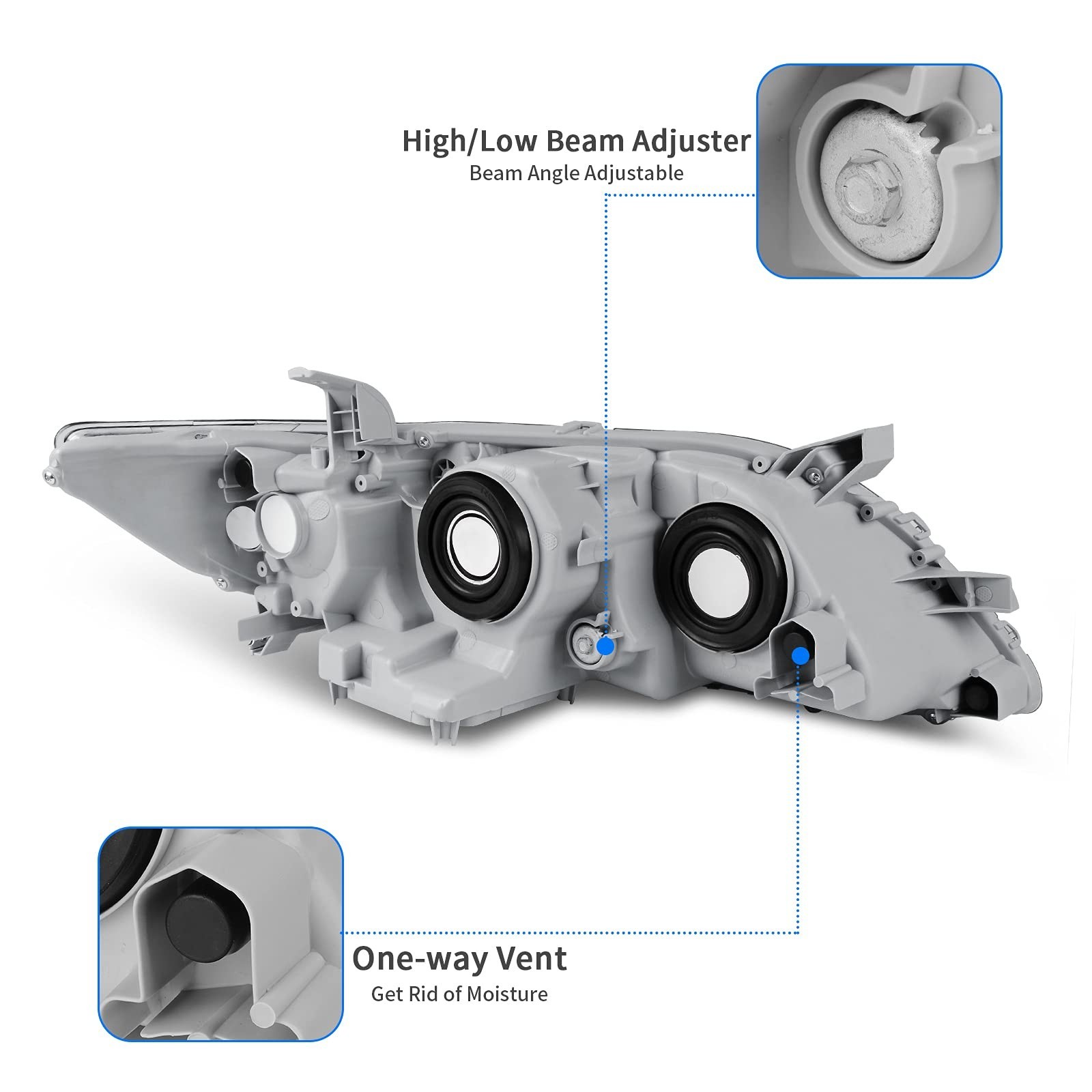 DWVO Projector Headlight Assembly Compatible with 07 08 09 2007 2008 2009 Cam...