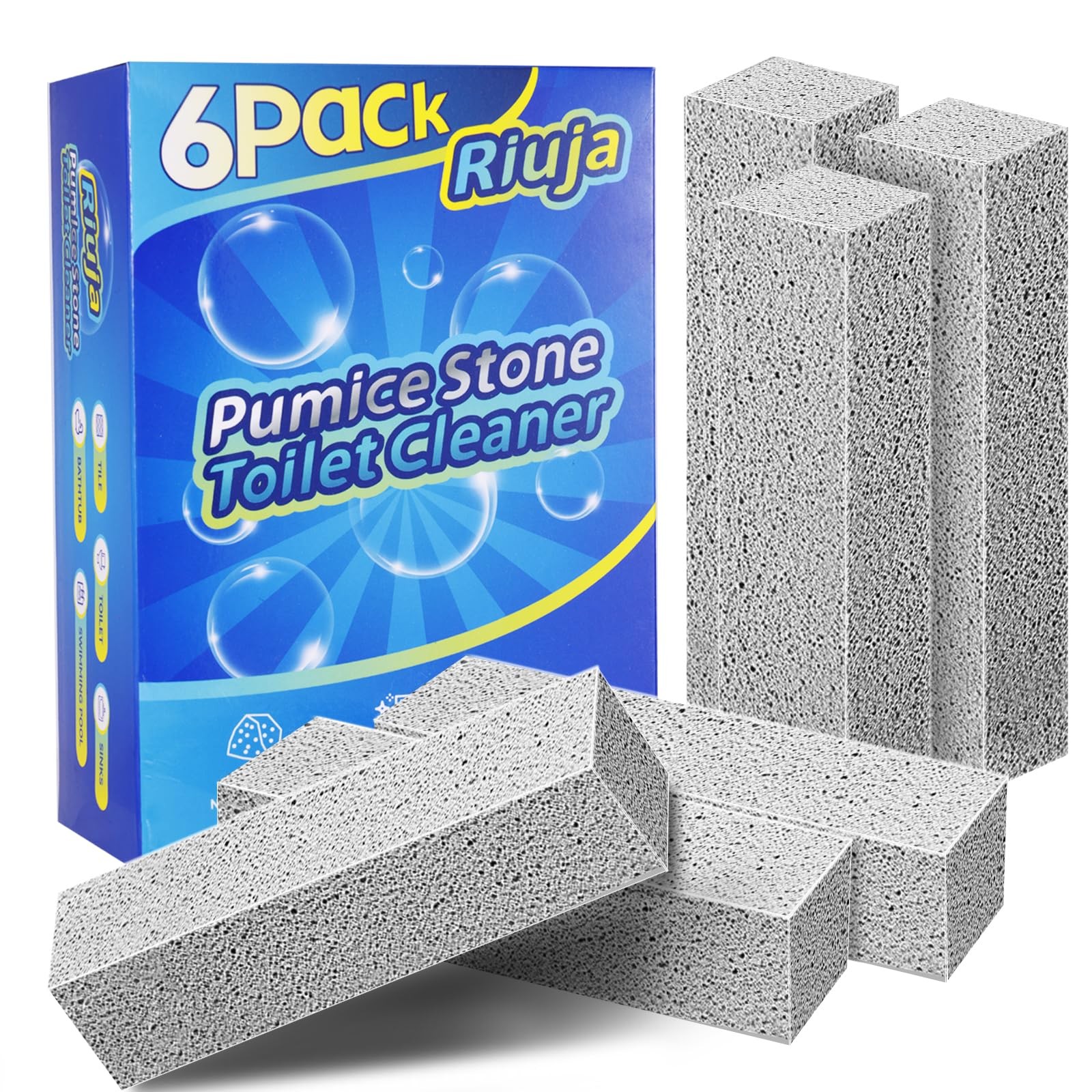 6 Pack Pumice Stone Toilet Bowl Cleaner, Scouring Stick for Toilet Cleaning, ...