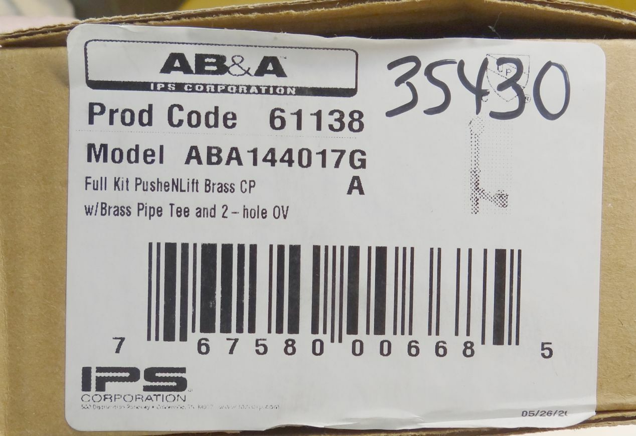 Ips AB&A Brass Standard Length PushNLift Full Kit ABA144017G 61138