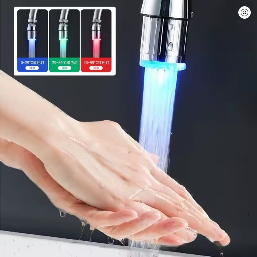 LED Faucet Extender Temperature Sensor 3 Color Light Up Tap Nozzle for Sink Show