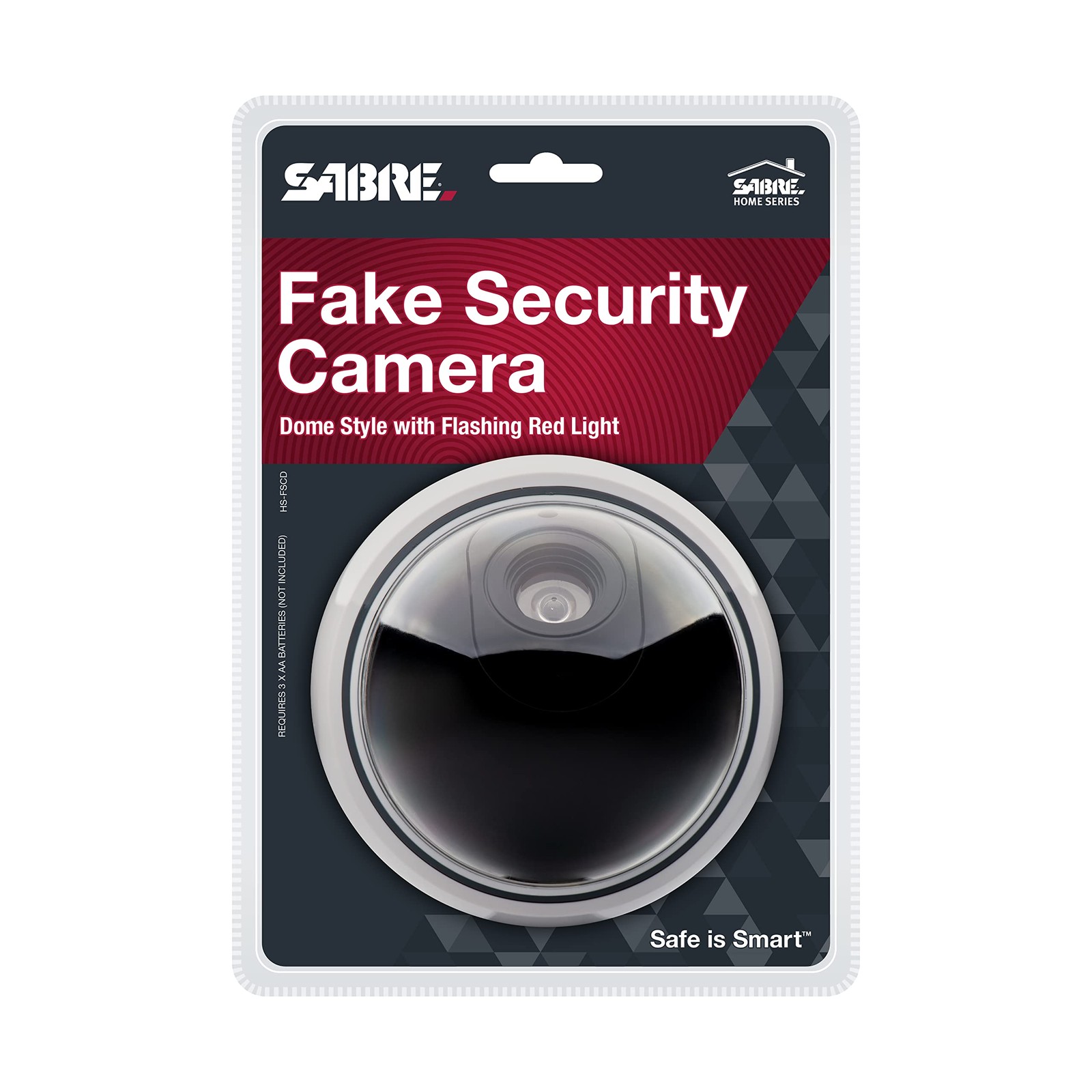 SABRE Fake Dome Security Camera, Flashing Red Light For 1 Pack, White