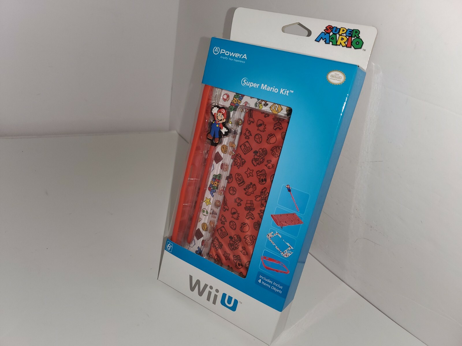 PowerA Official Nintendo Wii-U SUPER MARIO KIT 4 Piece Decal Bumper Stylus Case