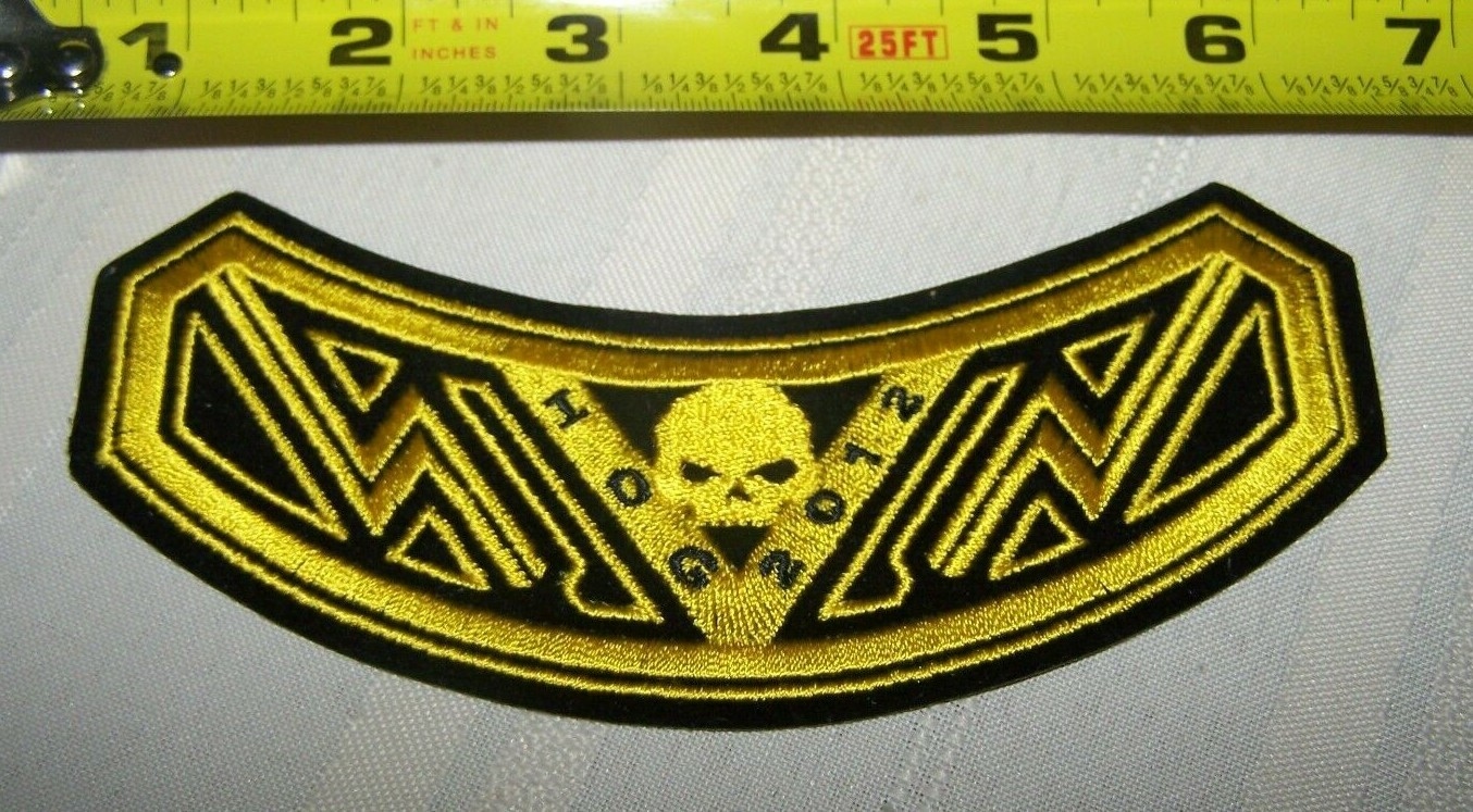 2012 HARLEY-DAVIDSON HOG OWNERS GROUP EMBROIDERED SKULL ROCKER PATCH