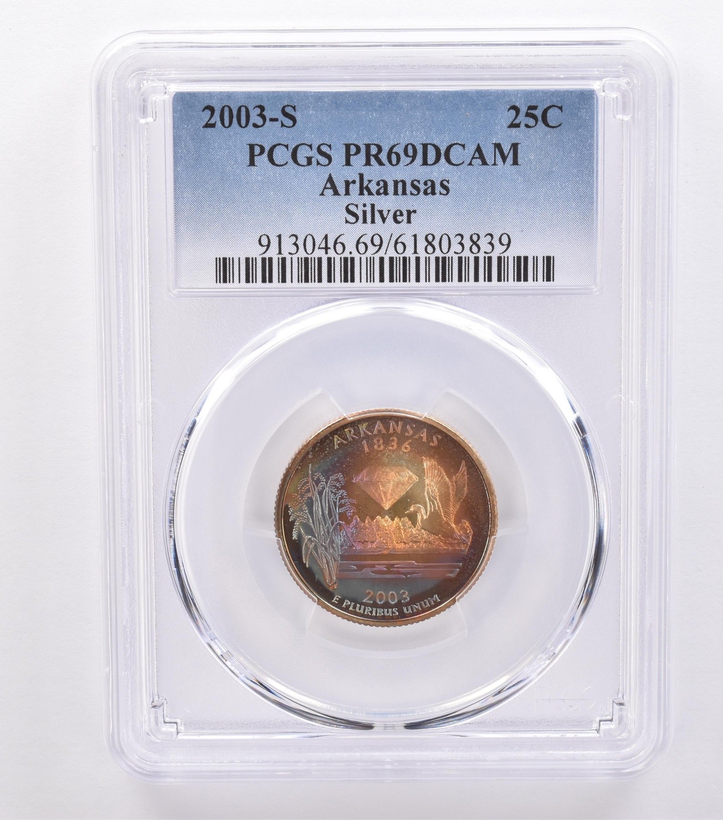 2003-S Washington State Quarter Arkansas Silver PR69 DCAM PCGS Nice Tone *8784