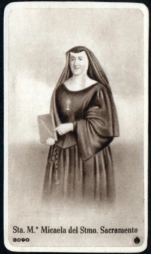 Holy card antique de Santa Micaela santino image pieuses estampa