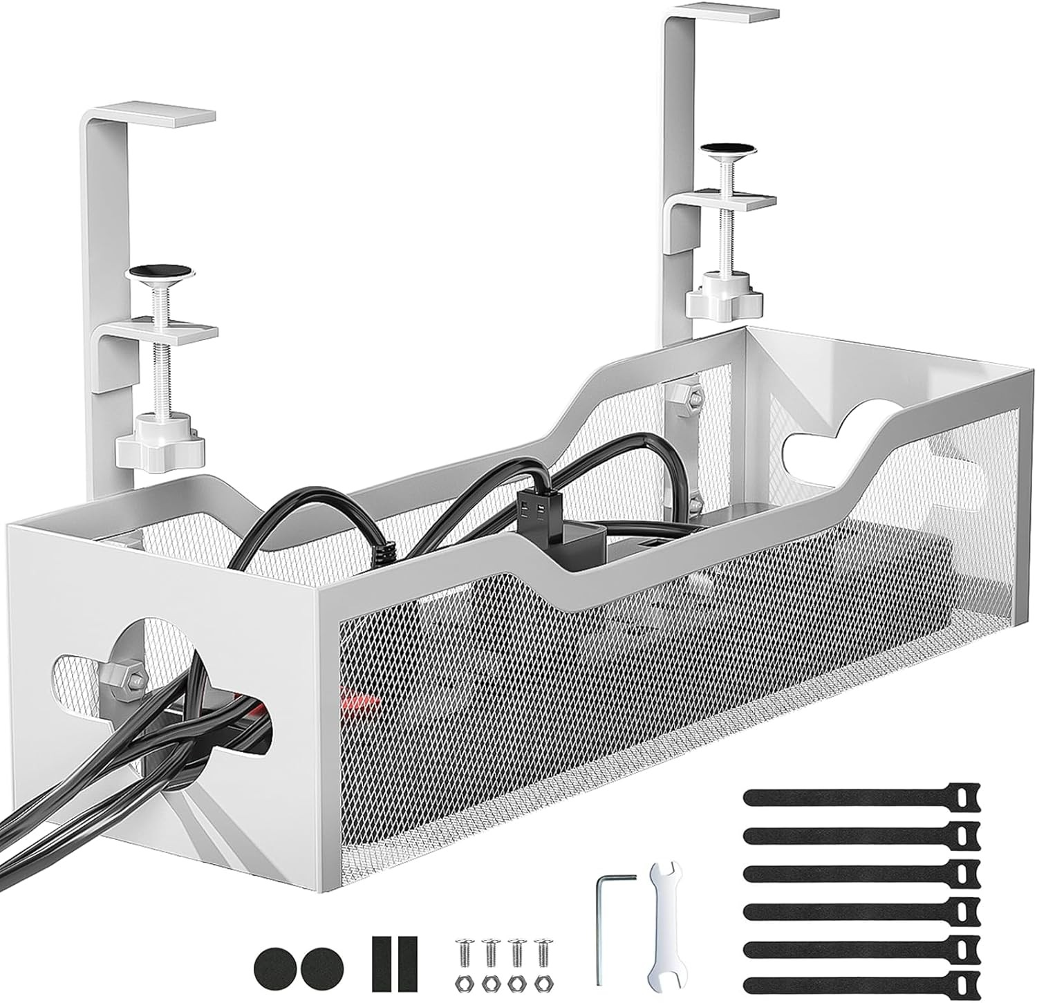 Under Desk Cable Management Tray Clamp On Cord Organizer