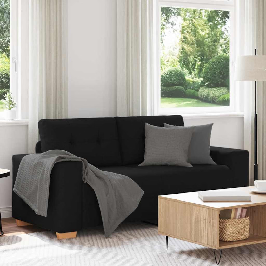 Loveseat Sofa Black 100% Polyester, Plywood, Steel 2-seater