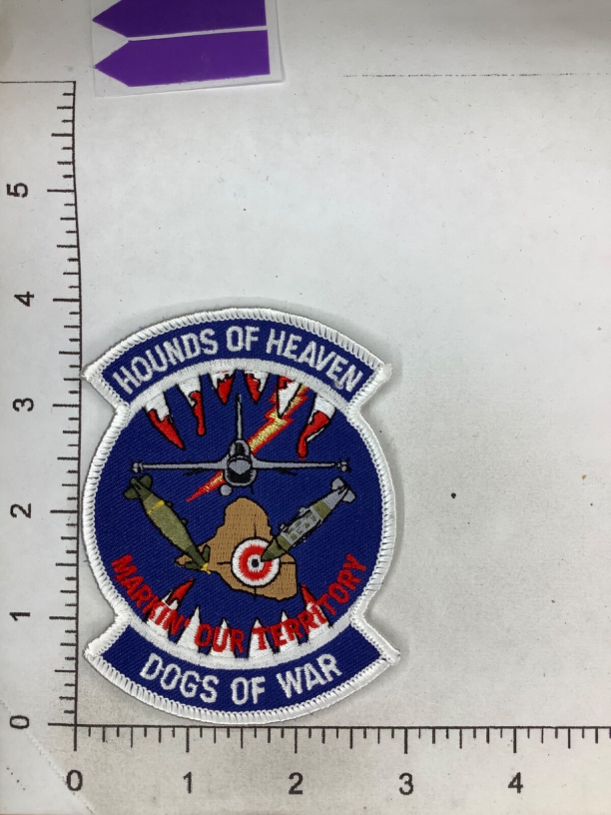 USAF 524th FIGHTER SQD. HOUNDS OF HEAVEN DOGS OF WAR SQUADRON PATCH IN COLOR