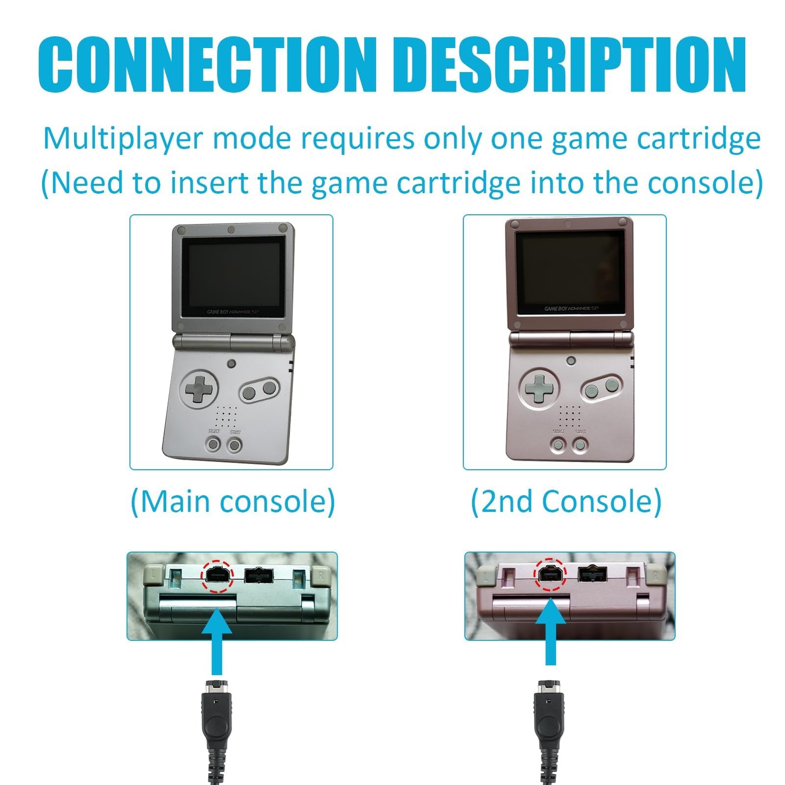 weigongr GBA Link Cable 2 Player Black 3.96Ft