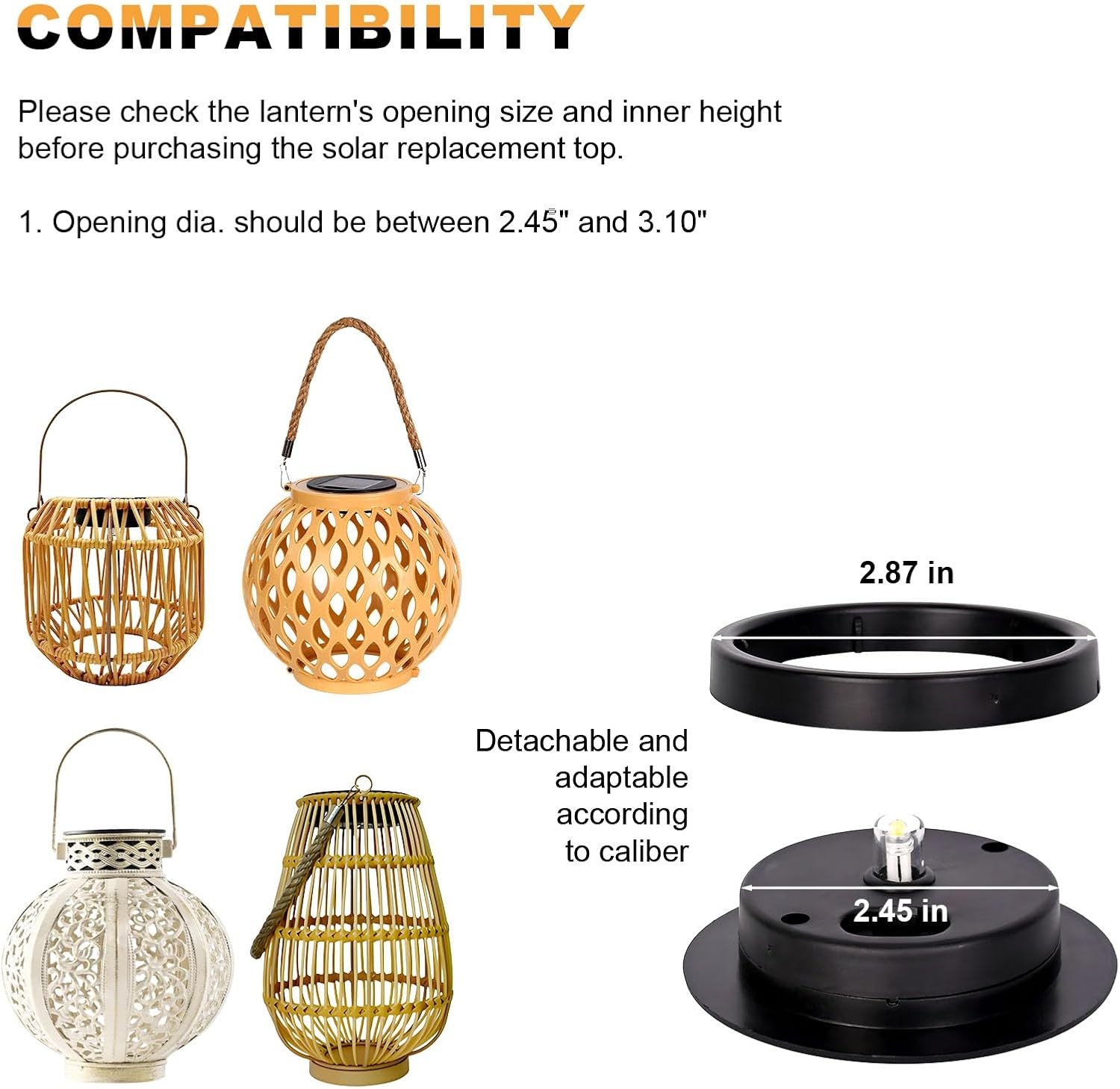 Solar Light Replacement Top 4 Pack Used to Replace Broken Solar Lantern Parts It