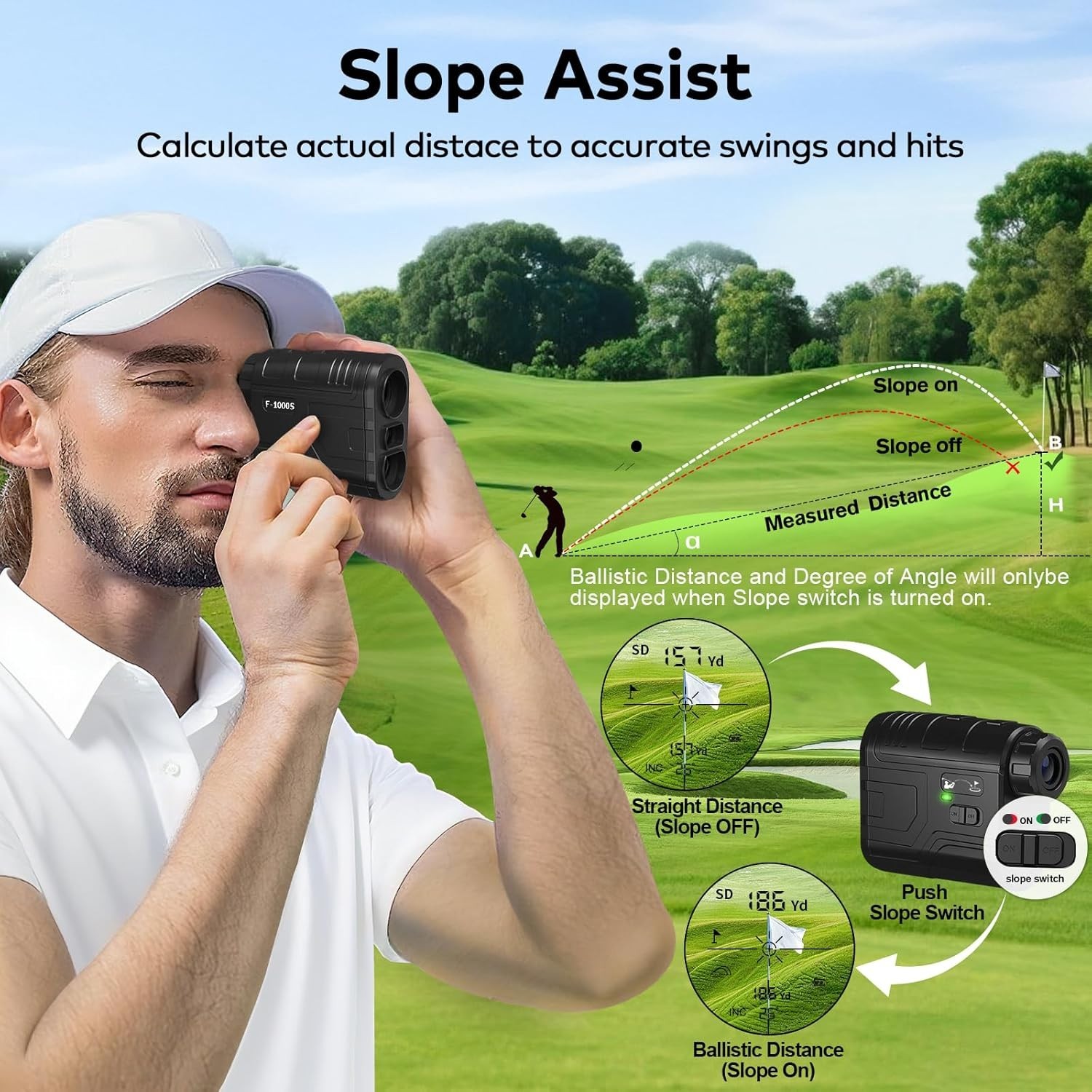 1200Yards Range Finder Golf with Slope, 7X Magnification Range Finder, Lightweig