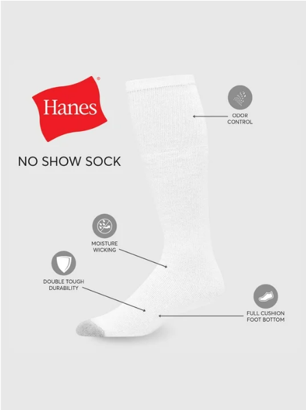 Hanes Men'S Double Tough Durability Over-The-Calf Tube Socks, 12-Pack