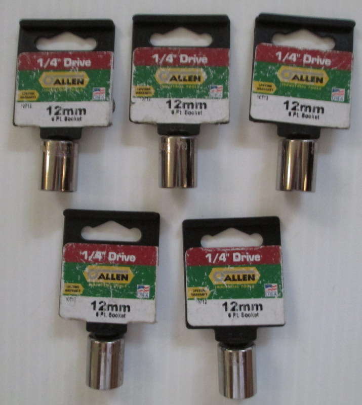 Allen brand 12mm hex socket lot of 5 10712 1/4 drive"