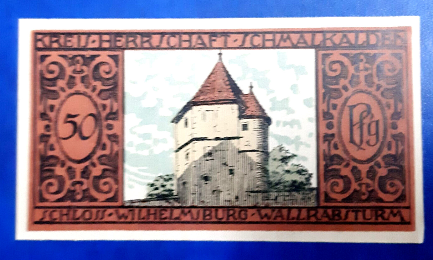 SCHMALKALDEN NOTGELD 50 PFENNIG 1921 EMERGENCY MONEY GERMANY BANKNOTE (27828)
