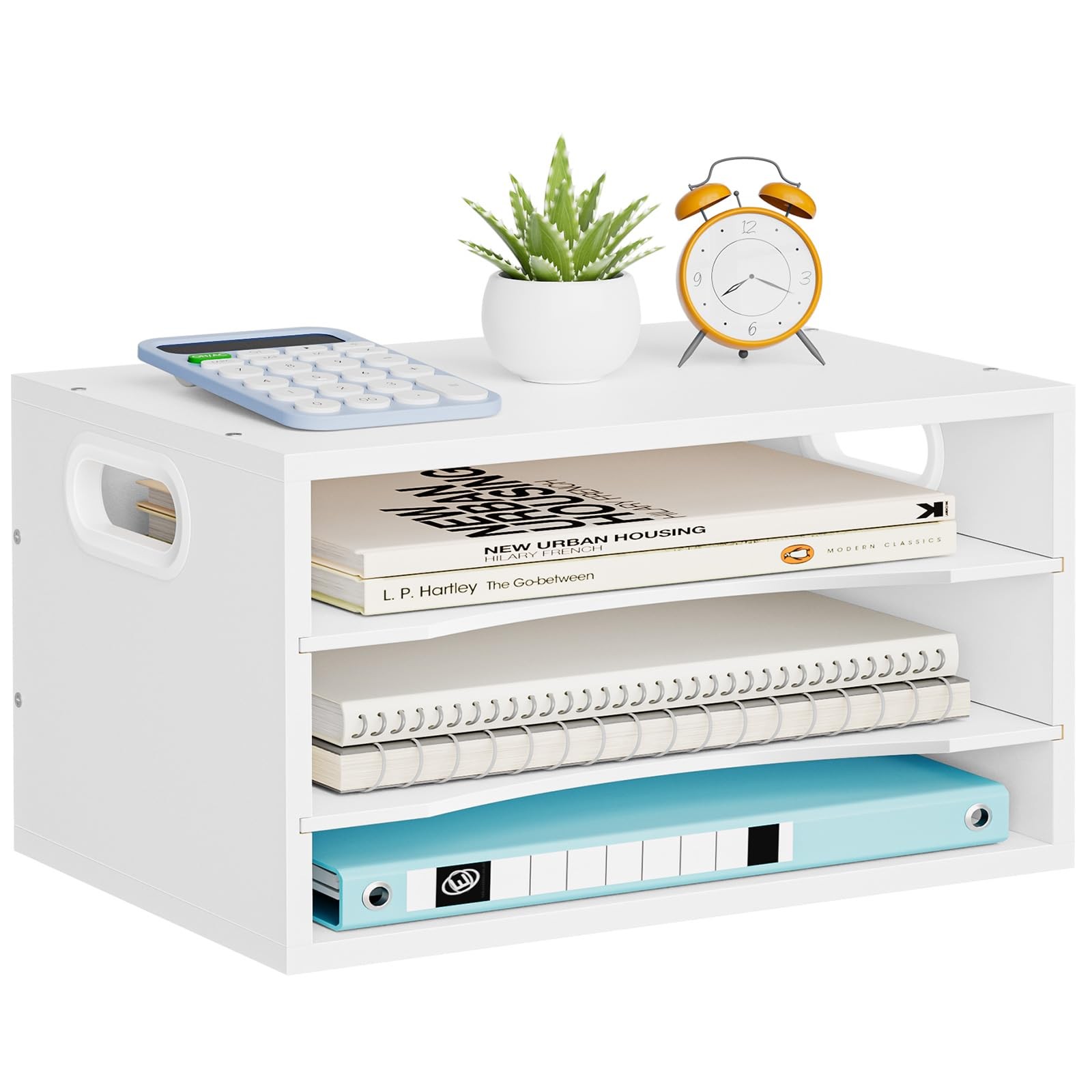 Marbrasse 3-Tier Wood Desk Organizer, Paper Letter 13.4" x 9.1" x 7.6", White