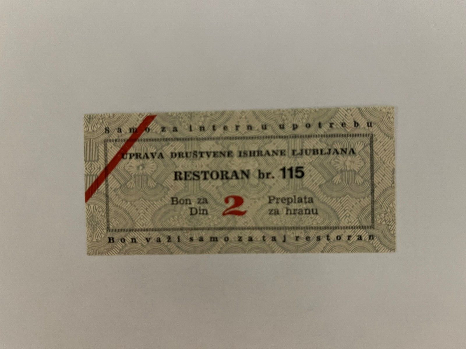 1943 Slovenia Cash Voucher 2 dinars Administration of Social Nutrition - Ljubjan