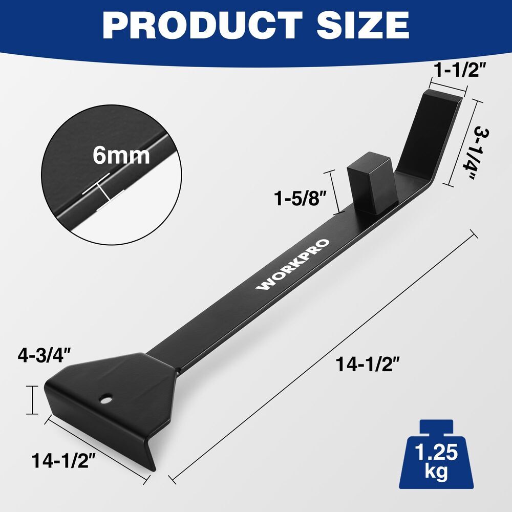 WORKPRO Heavy Duty Pull and Pry Bar 17-inch Professional Pull Bar Flooring Tools