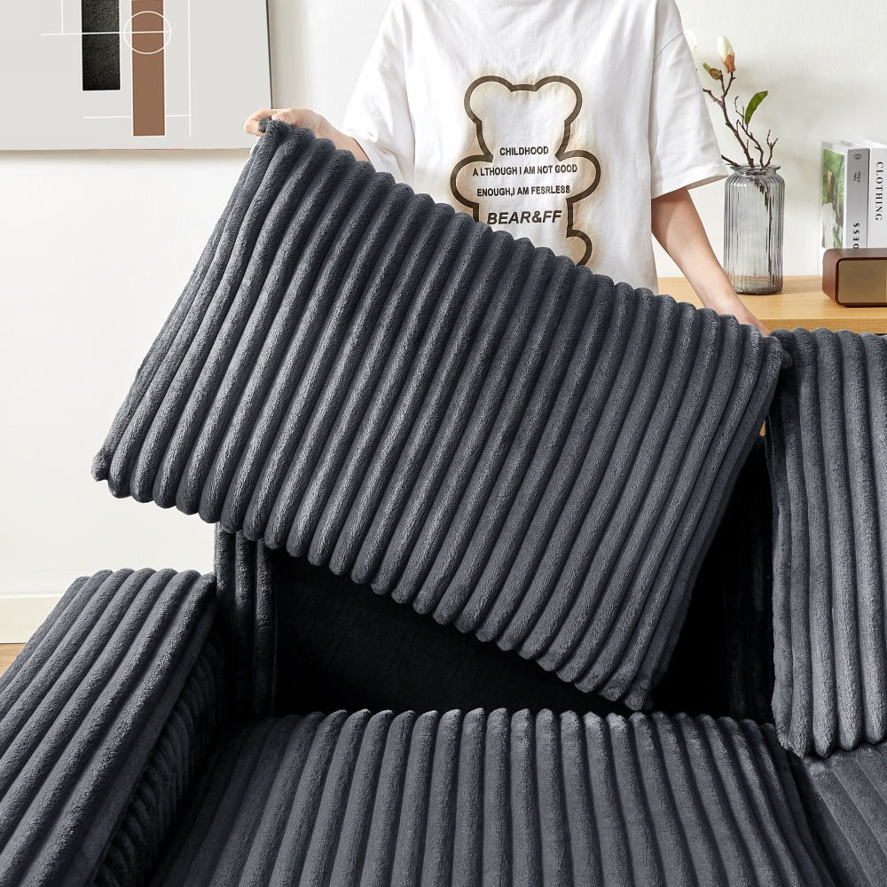 71" Corduroy Sofa with Storage Armrest USB and Plush Square Design