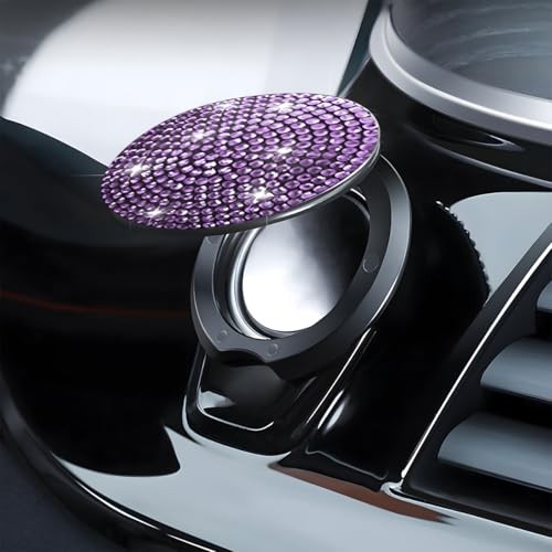 Bling Car Push Start Button Cover, Crystal Rhinestone Anti-Scratch Purple