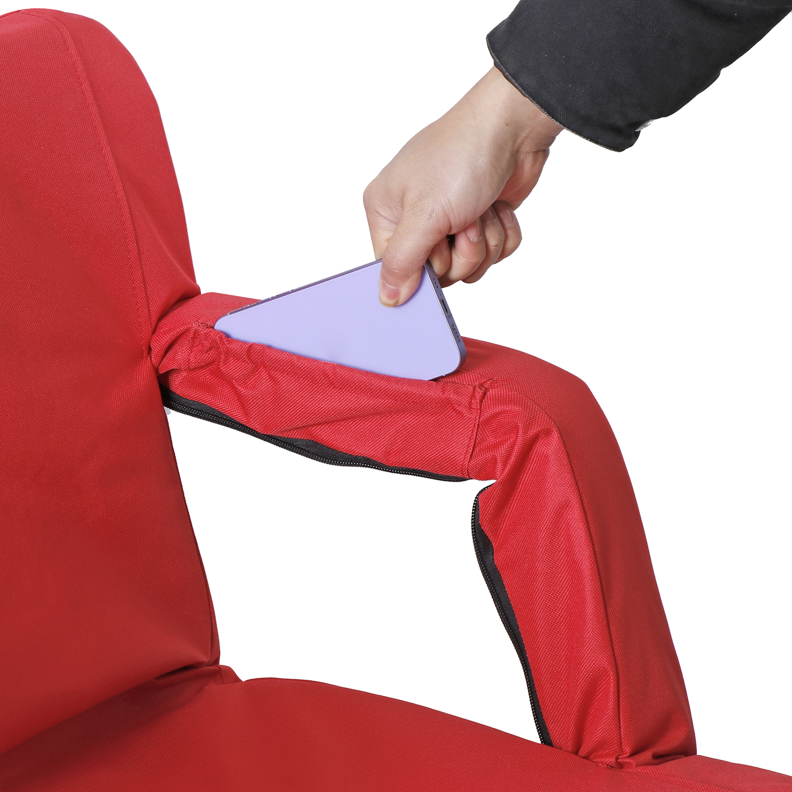 2 PCS Folding Stadium Seat for Bleachers with Adjustable Reclining Position Red