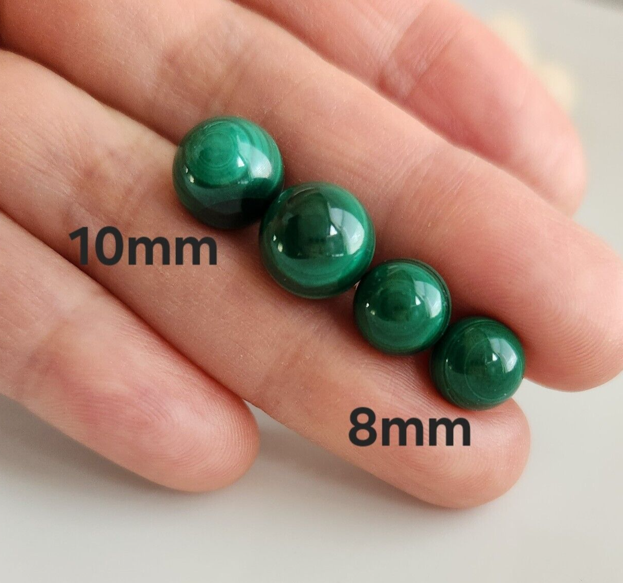 Natural Malachite 8MM Ball Stud Earrings In Solid 925 Sterling Silver
