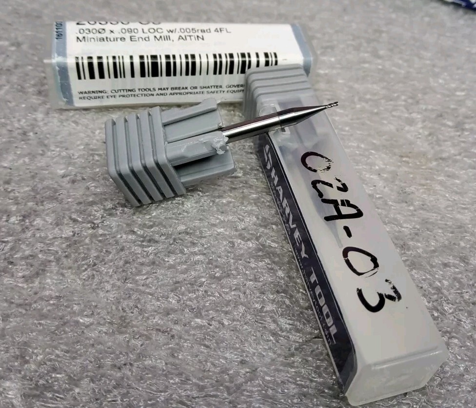 26330-C3  .030" DIA. X .090"  LOC X .005 R,  4-FLUTE CARBIDE ENDMILL, 2 PCS