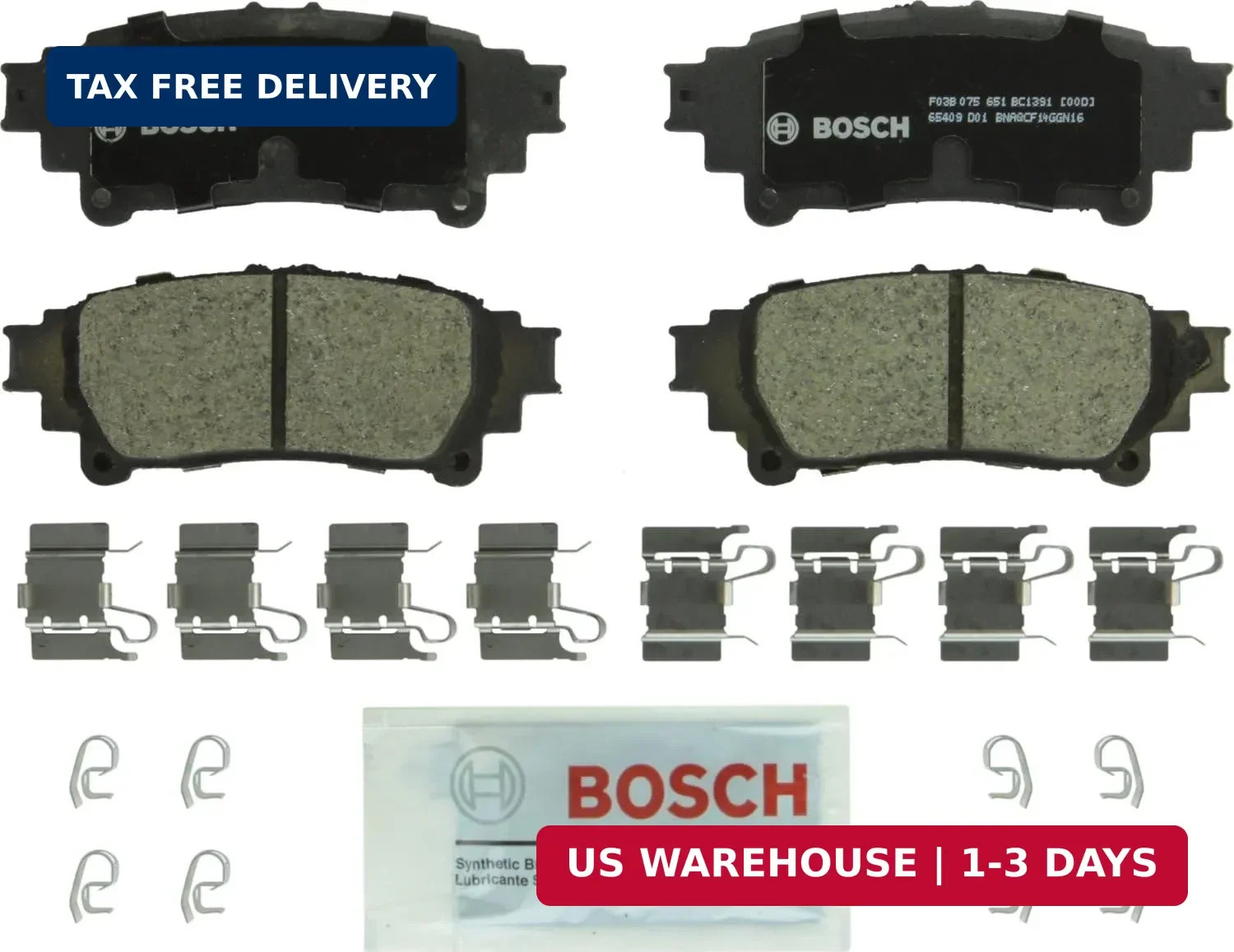 BOSCH BC1391 QuietCast Premium Ceramic Disc Brake Pad Set - Compatible with Sele