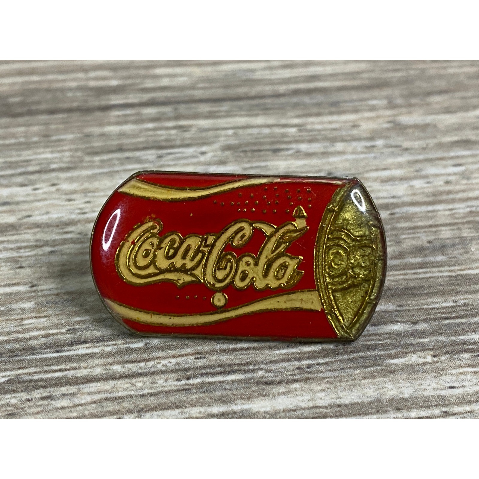 Vintage Coca-Cola Red Soda Can Enamel Lapel Pin Gold Tone Collectible Badge