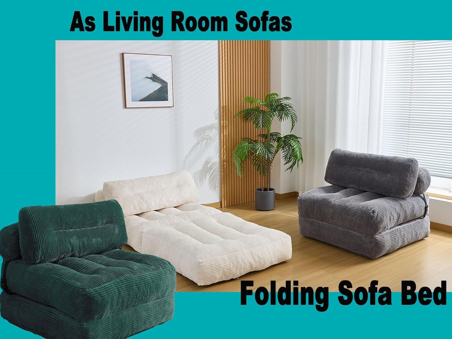 Folding Sofa Bed Convertible Sleeper Chair Couch Bed Faux Rabbit Fur Adults