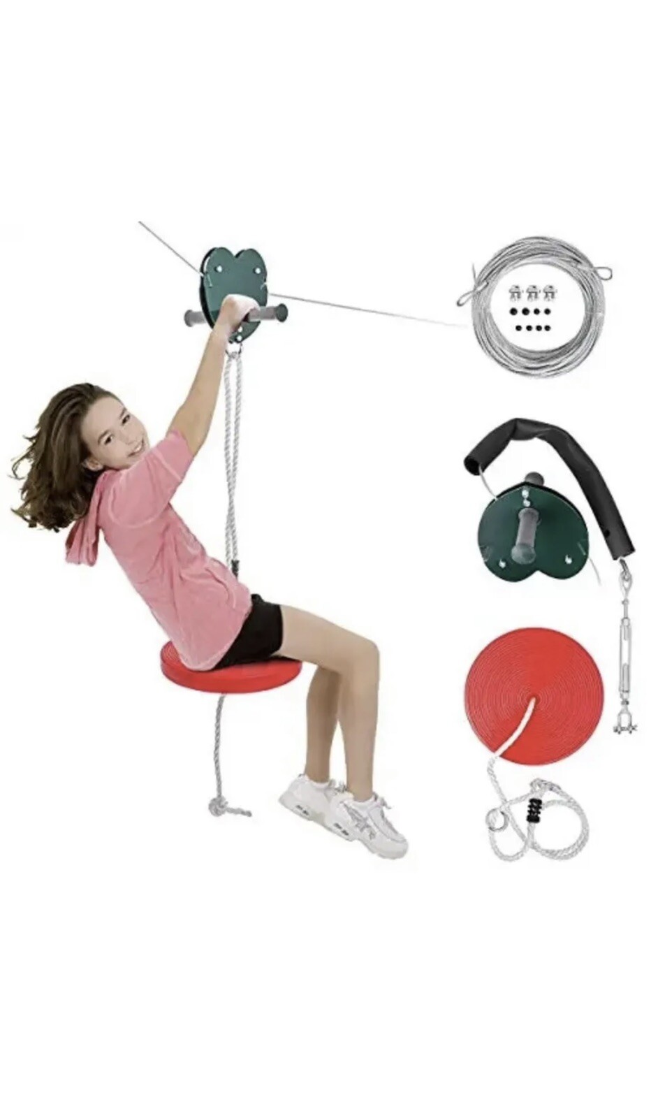100 feet Zip Line Kit Kids Adult Zip Line Trolley Slackers Zip Lines Swing Set