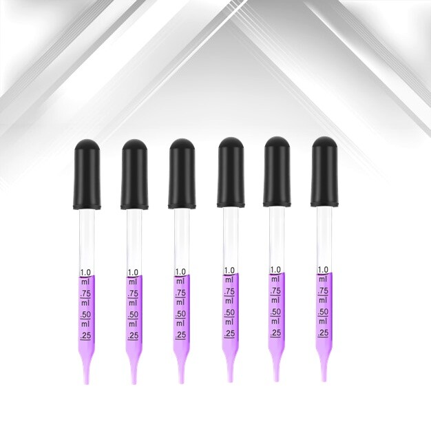 6 Pack, Medicine Art Essential Oils Eye Dropper Graduated 3" Straight Tip 1ml