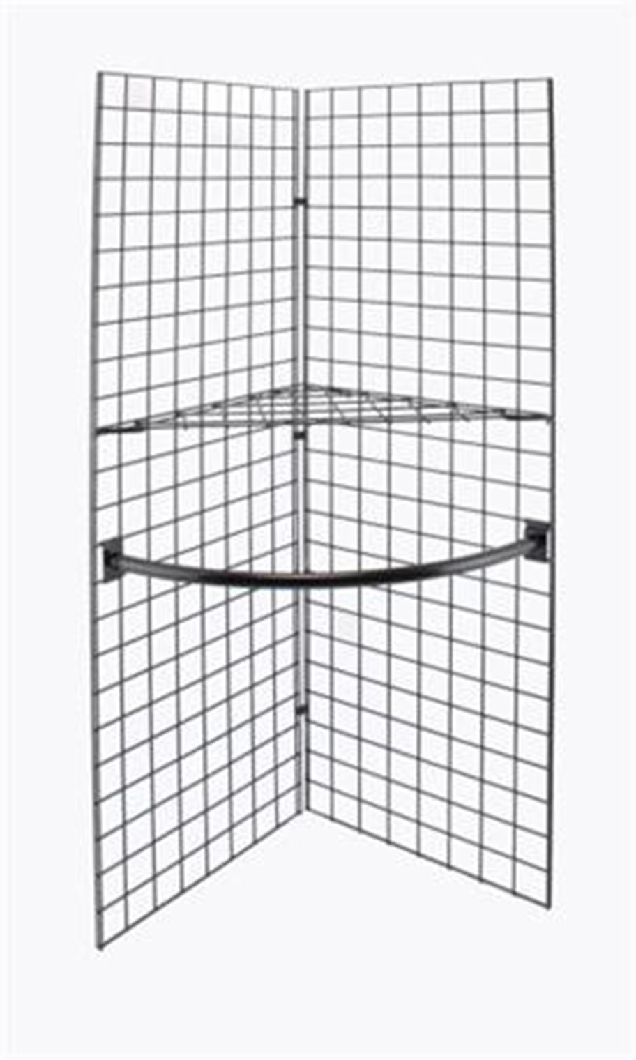 SSWBasics Black Wire Grid V Unit Display with Shelf & Hangrail- Black Grid Wall