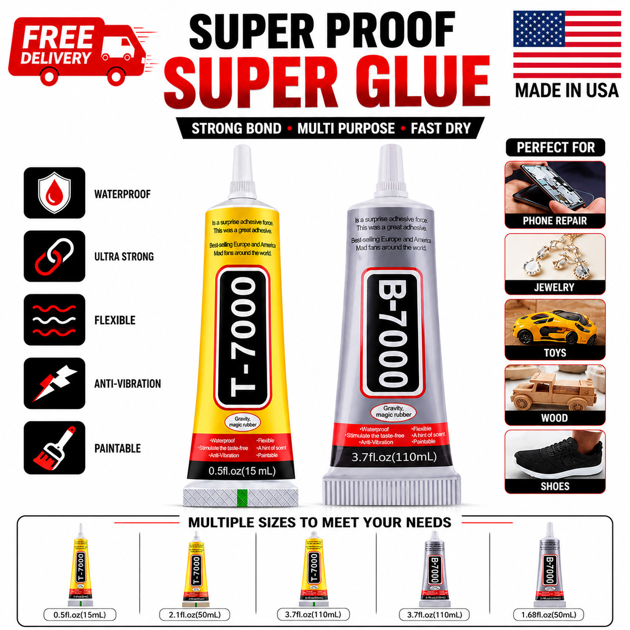 15/50/110ml T7000 Glue Needle Phone Point Drill Cell Phone Screen Repair-Glue