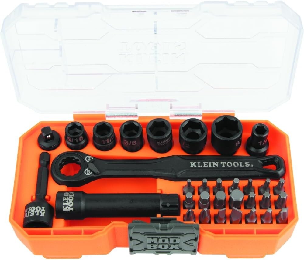 Klein Tools 65400 15-Piece and 65300 32-Piece Pass Through Socket Sets with MODb