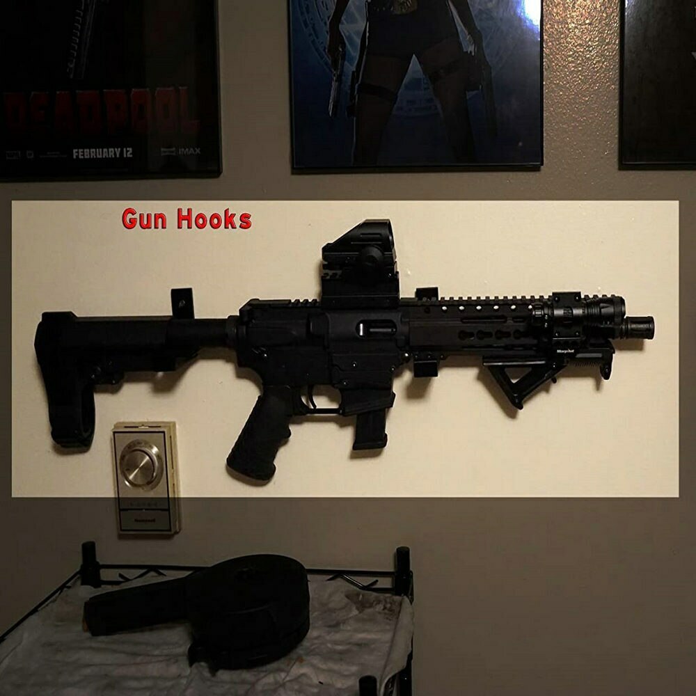 2×Gun Racks Folding Shotgun Hooks Hangers Scratchproof Fit Indoor Gun,Sword,Bow