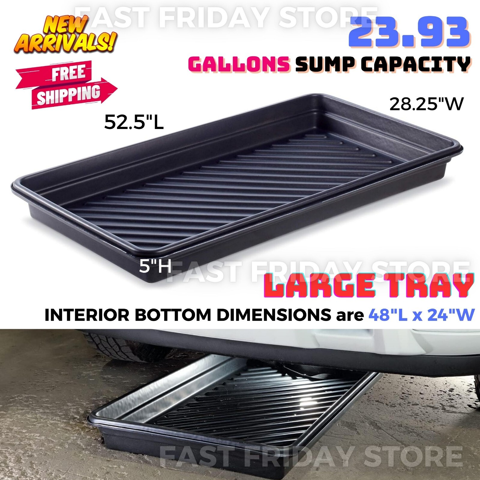 Oil Drain Spill Pan Garage Shop Coolant Fluid Drip Tray Chemical Resistant Tray