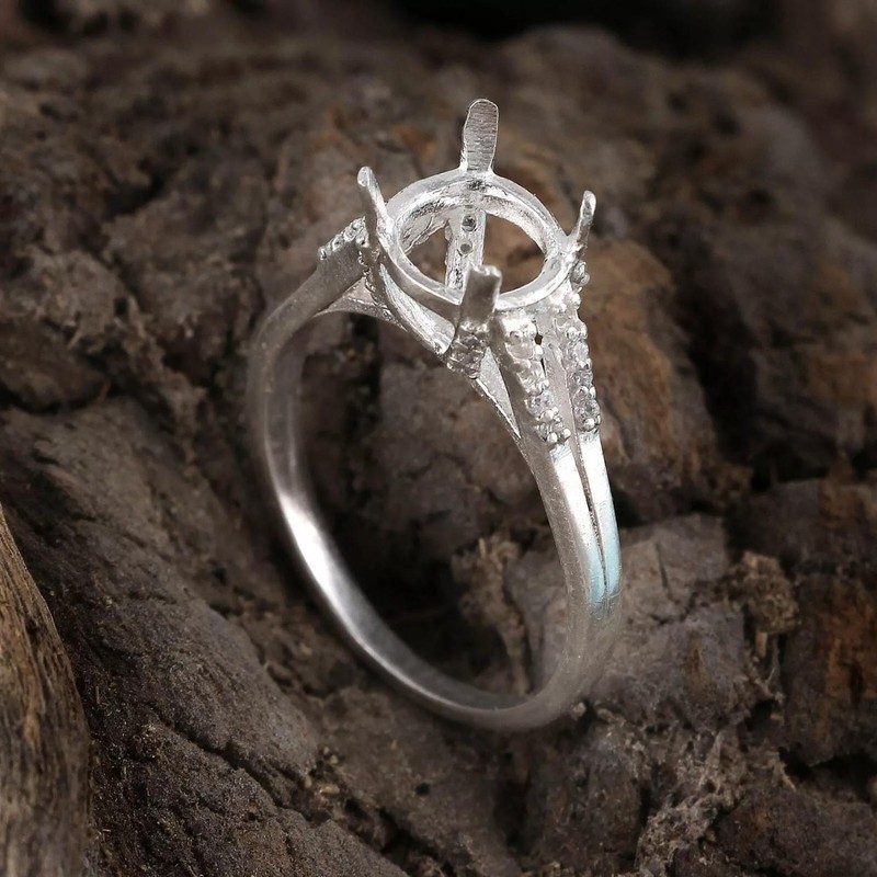 Semi Mount Ring Stone Setting Size 7X7 MM Round Shape 925 Sterling Silver Ring