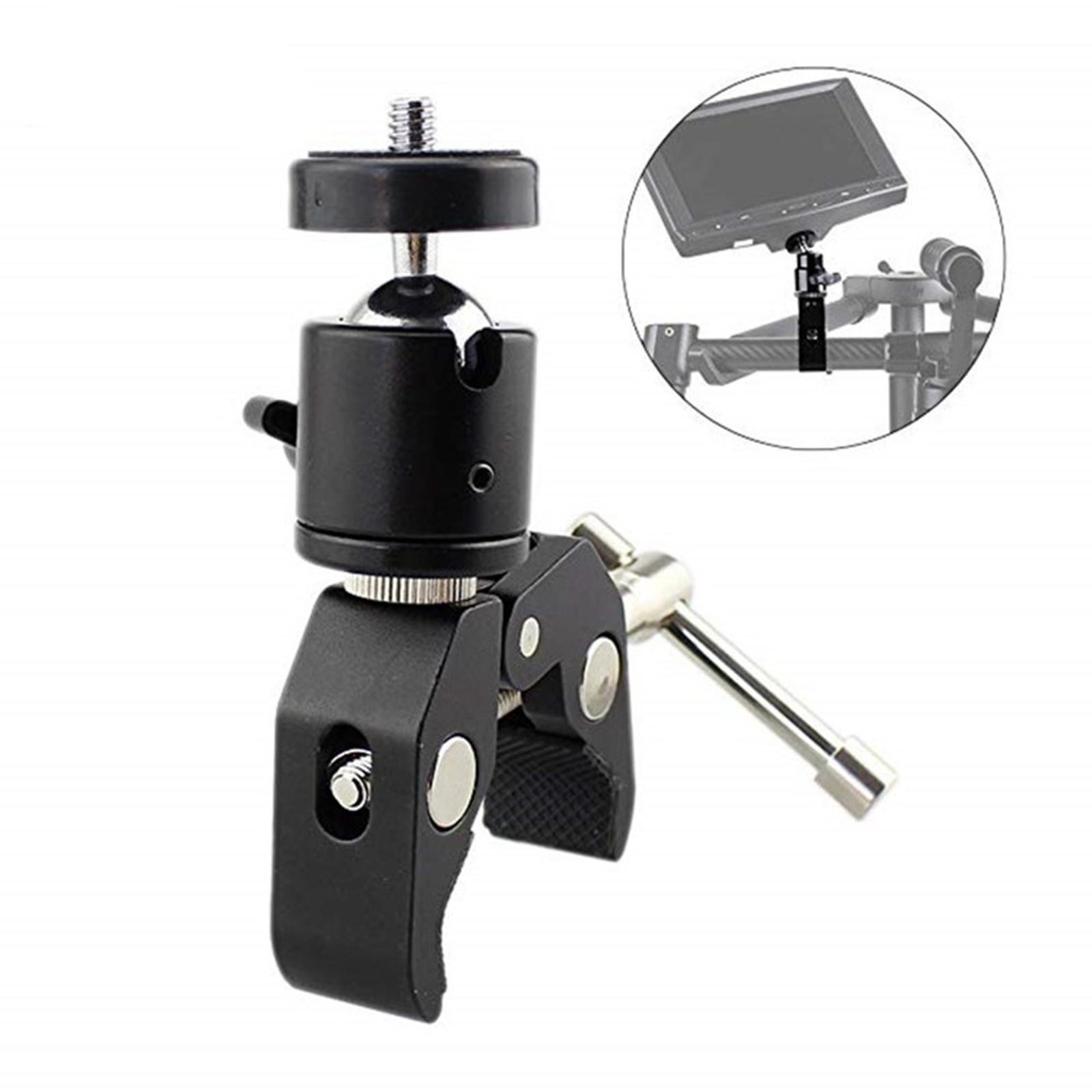 Super Clamp Mount 360° Rotation Ball Head 1/4"-20 for DSLR Camera Tripod Monitor