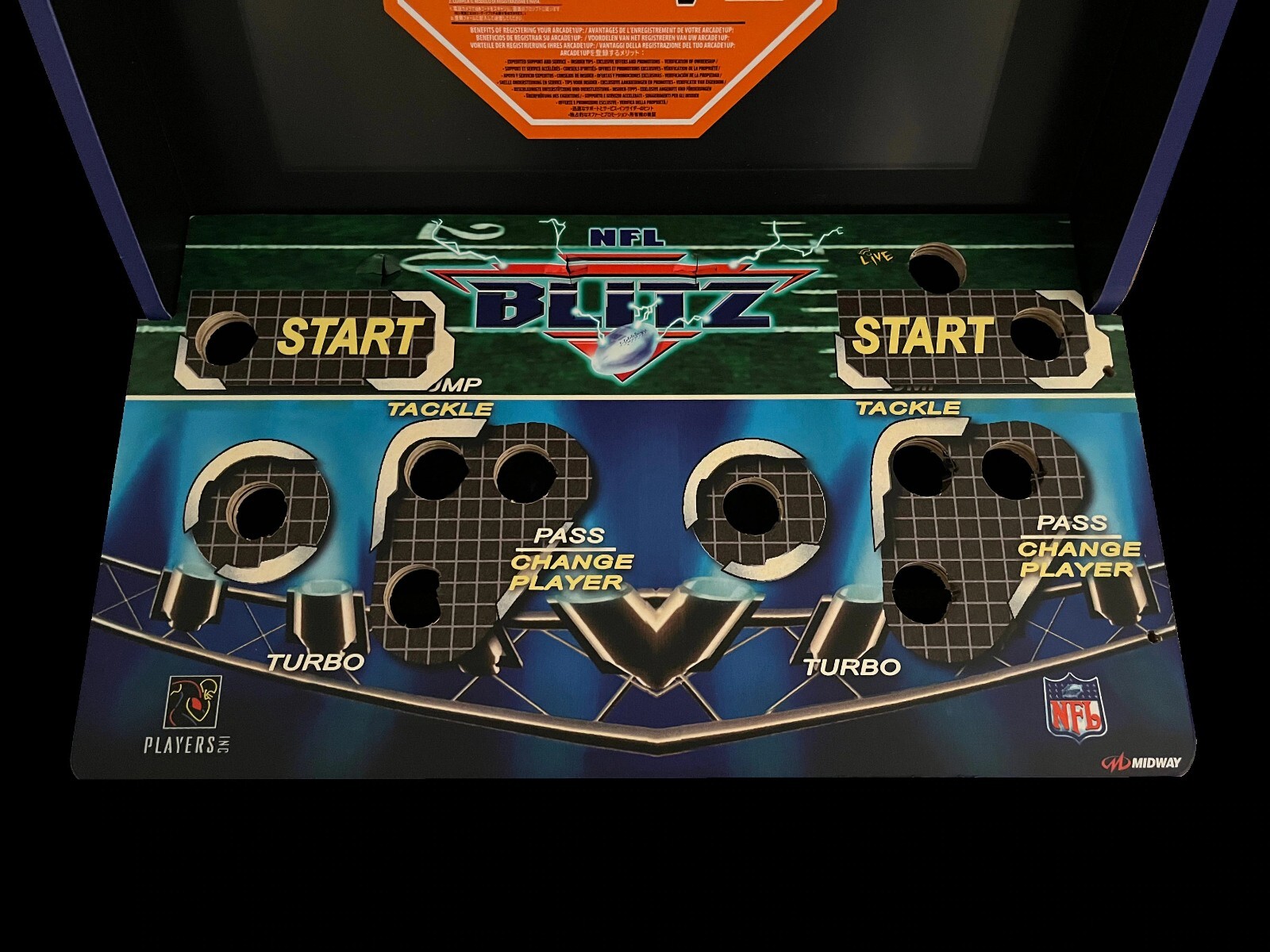 Arcade1up NFL Blitz 4 player to 2 player conversion panel.