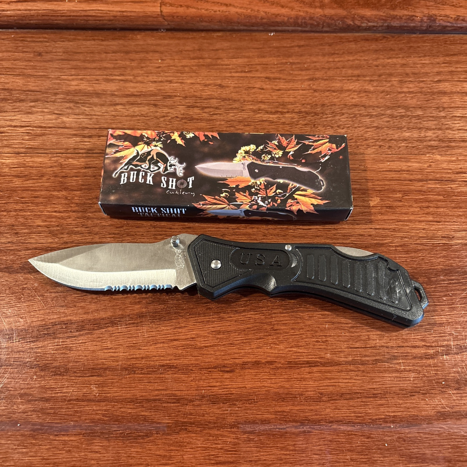 Buck Shot Tactical Lock Back Pocket Knife ~ USA ~ Black ABS Handle ~ New ~ China