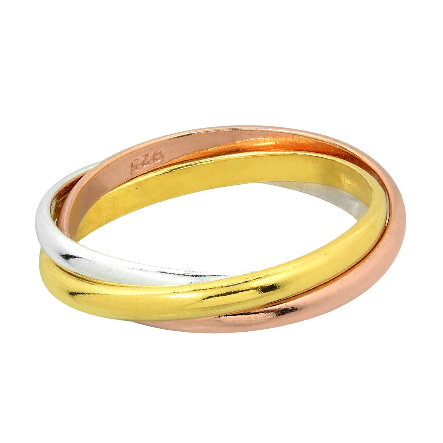 Tricolor Triple Tangle Puzzle Hoop .925 Silver Ring-11