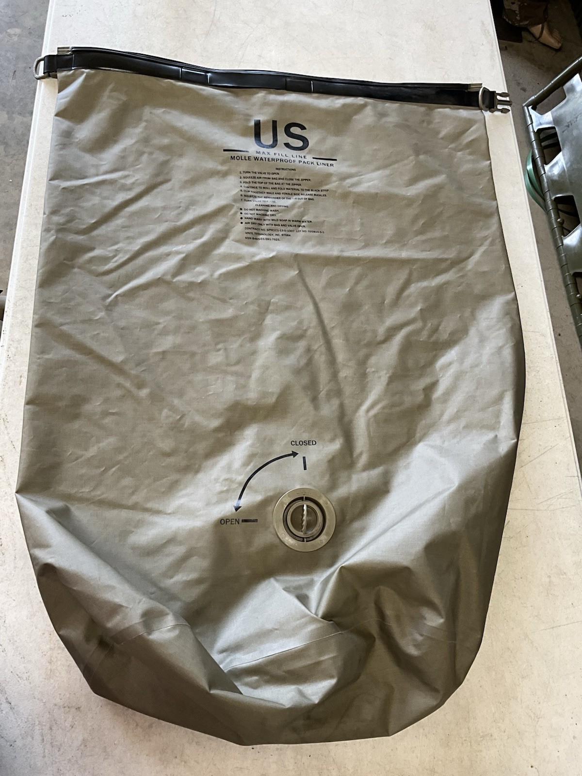 USGI Military Waterproof Large Molle Pack Liner Tan 8465-01-591-7521
