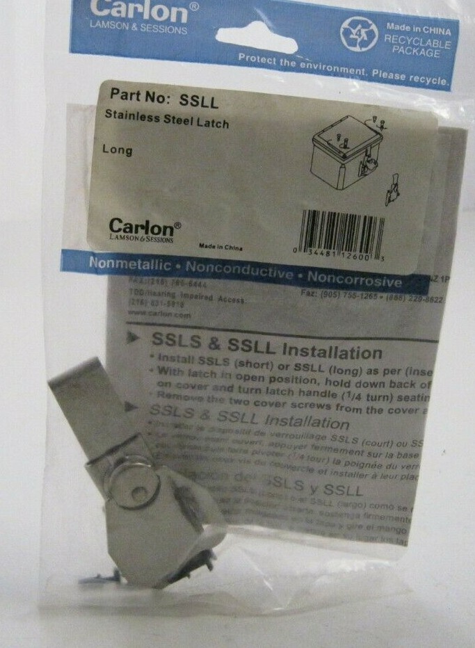 Carlon SSLL Stainless Steel Latch - Long - NEMA - Prepaid Shipping
